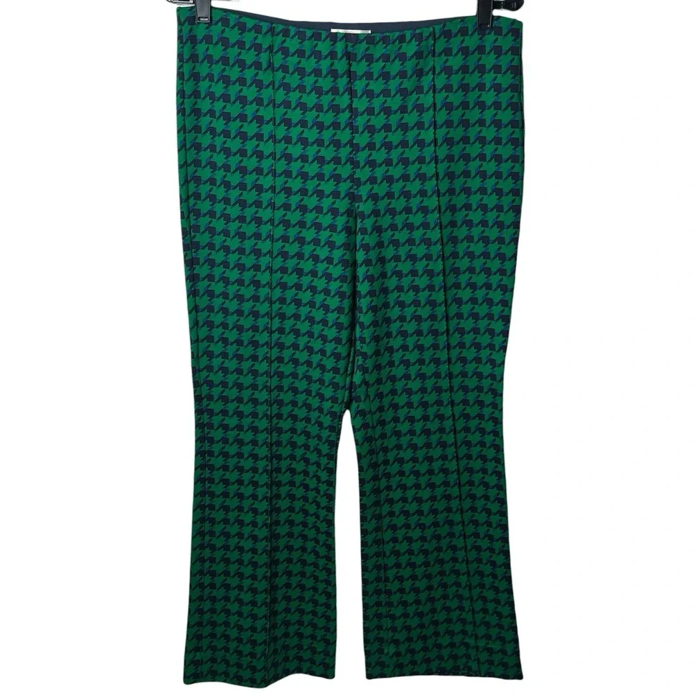 Anthropologie Maeve Margot Kick Flare Pants Houndstooth Stretch Career Comfort M - Picture 2 of 13